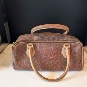 Etro Paisley Satchel with Vachetta Leather Drop Handles and Brass Accents